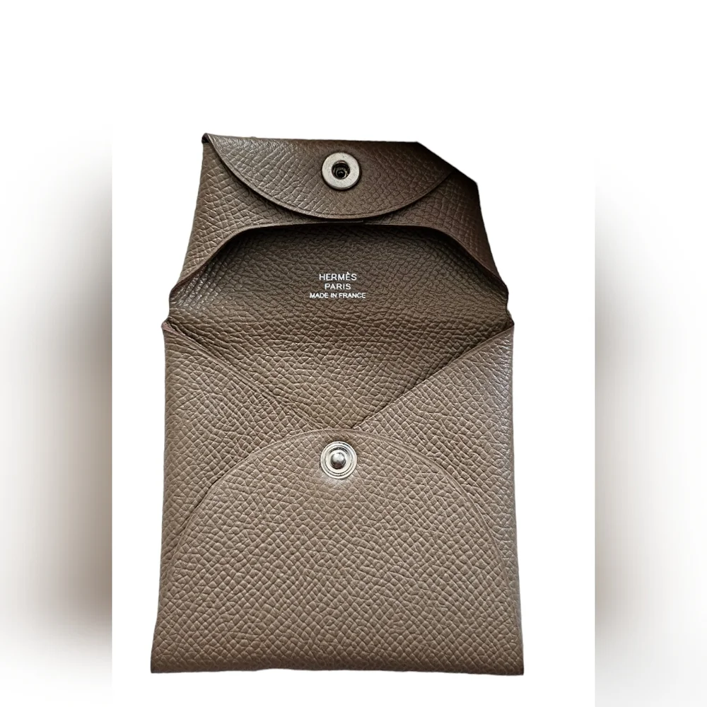 Authentic Hermes Bastia Epson Leather Change Purse Brown